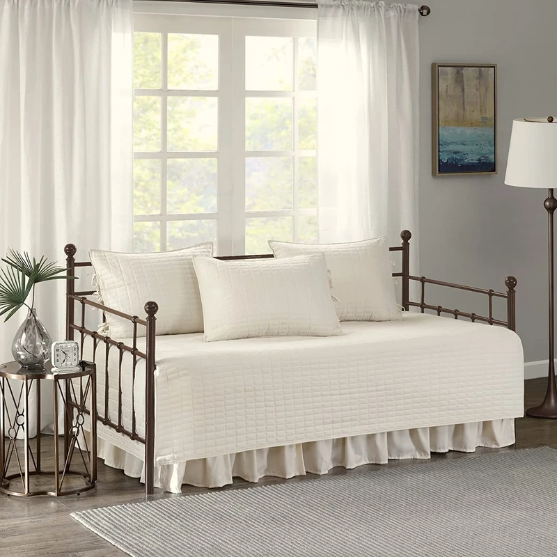 Comfort Spaces Daybed Set, Fabric, Ivory, 75"x39"