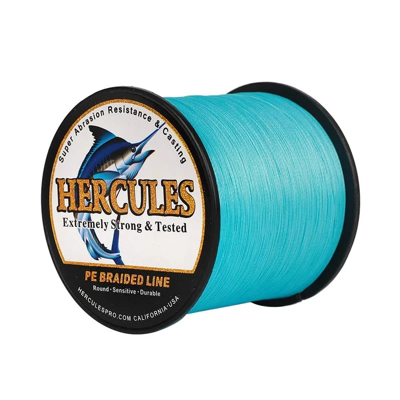 HERCULES Super Cast 1000M 1094 Yards Braided Fishing Line 15 LB Test for Saltwater Freshwater PE Braid Fish Lines Superline 8 Strands - Blue, 15LB (6.8KG), 0.16MM