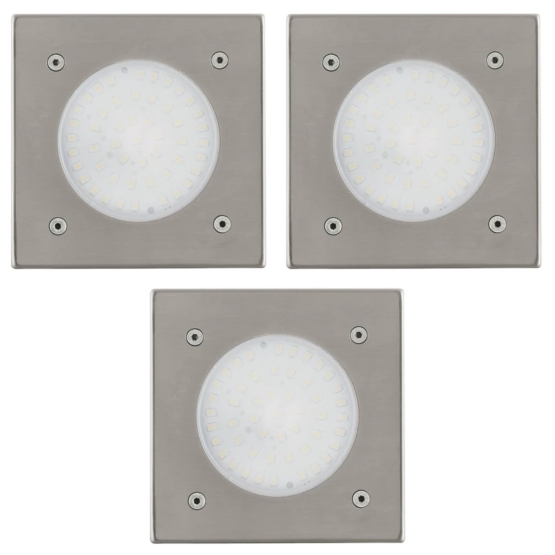 Eglo Outdoor Recessed Floor Lamp Set of 3 Lamedo Recessed Floor Light Square Stainless Steel 10 x 10 cm