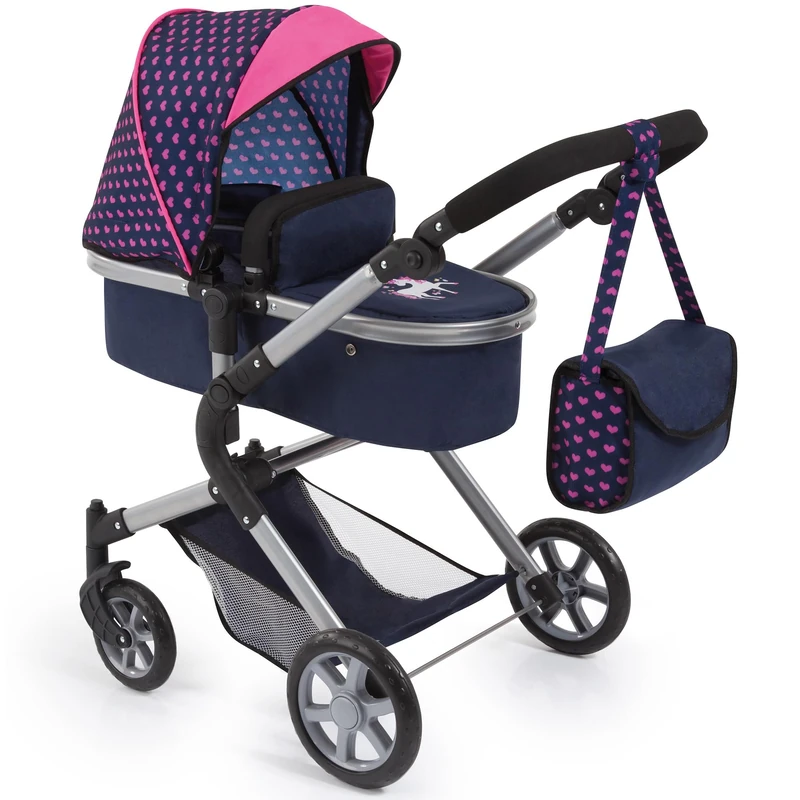 Bayer Design 18154AA City Neo Dolls Pram with Changing Bag, Blue/Pink