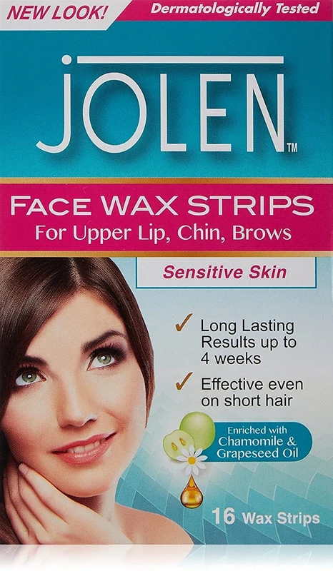 Jolen Sensitive Skin Facial Strip Wax (16 Strips), (Pack of 1)