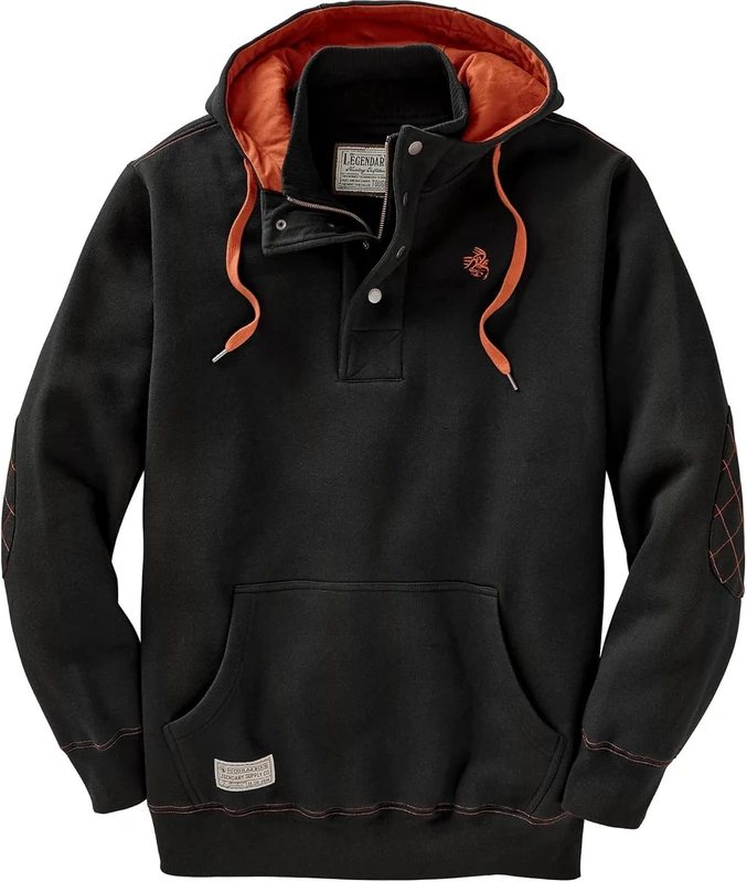 Legendary Whitetails Men's Tough as Buck 1/4 Zip Action Hoodie, Black, XXL