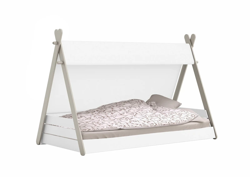 Demeyere TOTEM Lit enfant avec sommier contemporain laque blanc perle et gris - l 90 x L 200 cm - Image 1
