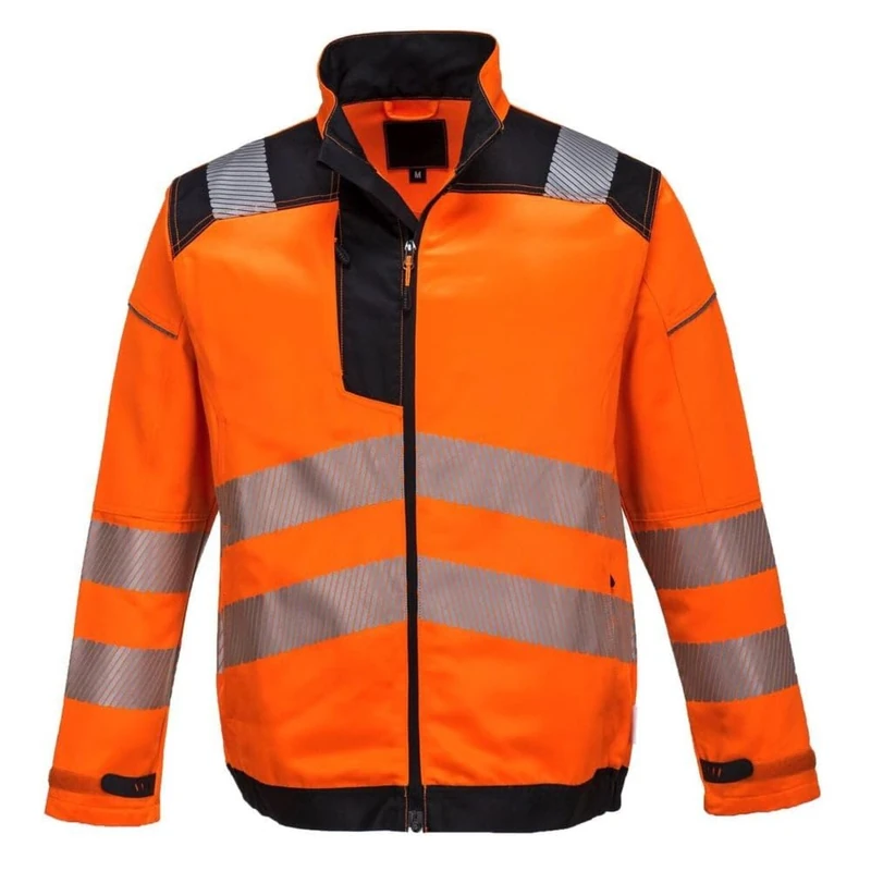 Portwest Unisex Vision Hi-Vis Work Jacket, Orange Black, XL