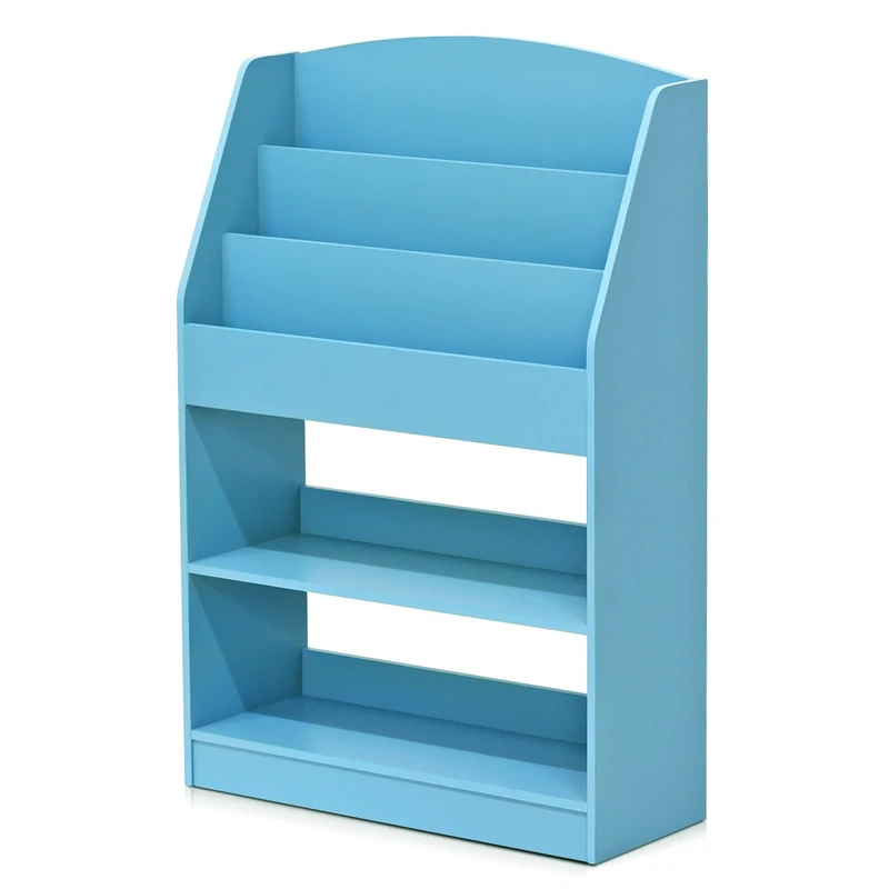 Furinno LOVA Book Shelf, 5-Tier Magazine Bookshelf, Bookcase with Open Shelves Storage, 9.4 x 24.6 x 37, for Living Room, Bedroom, Home Office, Light Blue