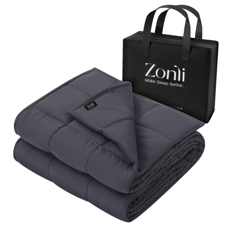 ZonLi Cooling Weighted Blanket 15 lbs(60''x80'', Queen Size, Grey), Cooled Weighted Blanket for Adults, Gift for Your Loved