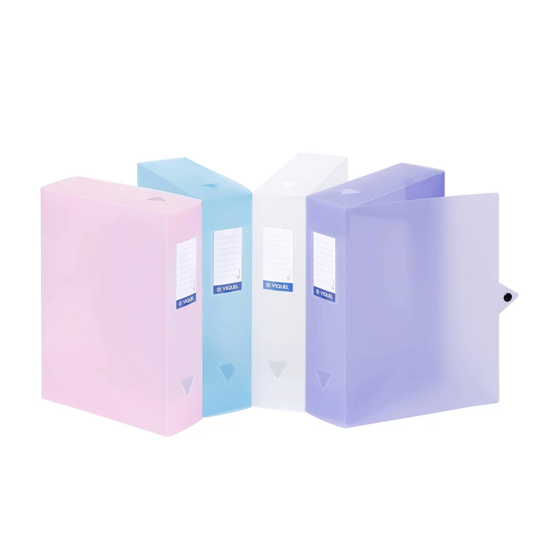 Viquel Class Docs propysoft Filing Box Polypropylene 80 mm Spine Set of 6 Assorted Colours