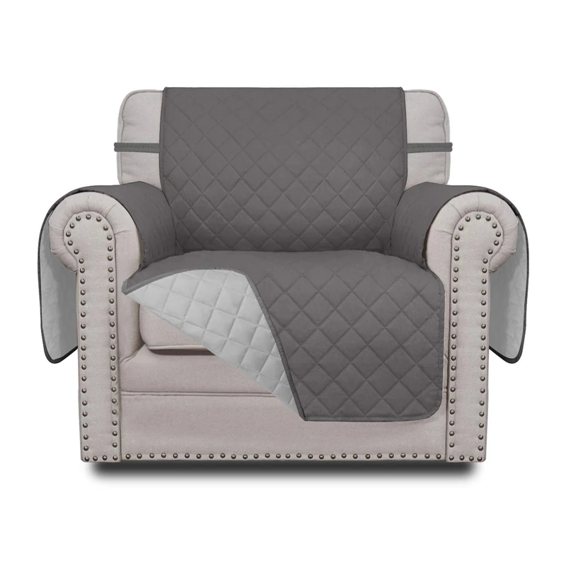 Easy-Going Chair Sofa Slipcover Reversible Sofa Cover Water Resistant Couch Cover Furniture Protector Cover with Elastic Straps for Pets Children Dog Cat (Chair, Gray/Light Gray)