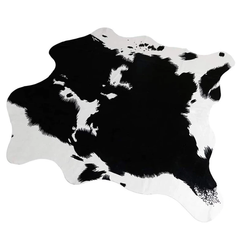 MustMat Cute Cow Print Rug Black and White Faux Cowhide Rugs Animal Printed Area Rug Carpet for Home 5.2x4.6 Feet - Image 1