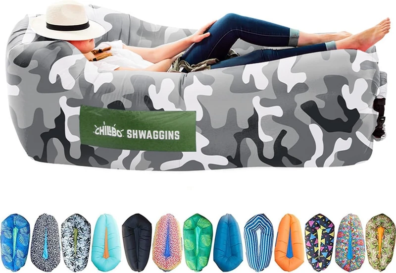 CHILLBO SHWAGGINS Baggins Best Inflatable Lounger Hammock Air Sofa and Pool Float Ships Fast! IDEAL OUTDOOR GIFT Air Lounger for Indoor or Outdoor Use or Inflatable Chair for Camping Picnics Festivals