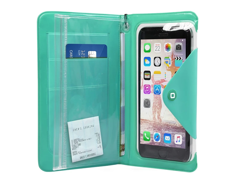 SBS Waterproof Book Case for Smartphone Up to 5 Inches with Object Slots and Neck Strap - Image 1