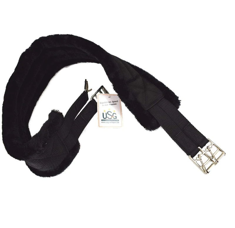 USG Nylon Long Strap with Faux Fur Padding, Black/Black, 105 cm