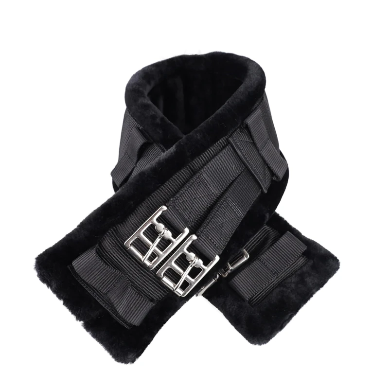 USG Nylon Short Strap with Faux Fur Padding, Black/Black, 65 cm