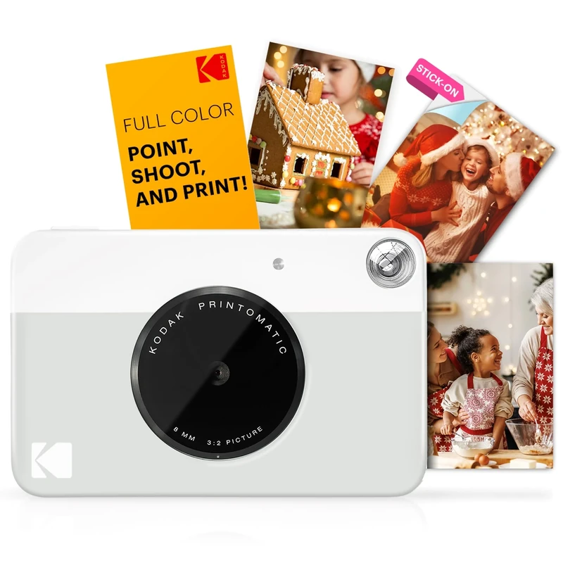 KODAK Printomatic Full-Color Instant Print Digital Camera - Zink 2x3" Sticky-Back Photo Paper - 5MP, Portable, Creative Fun Gift for Birthday, Christmas, Holiday - Grey