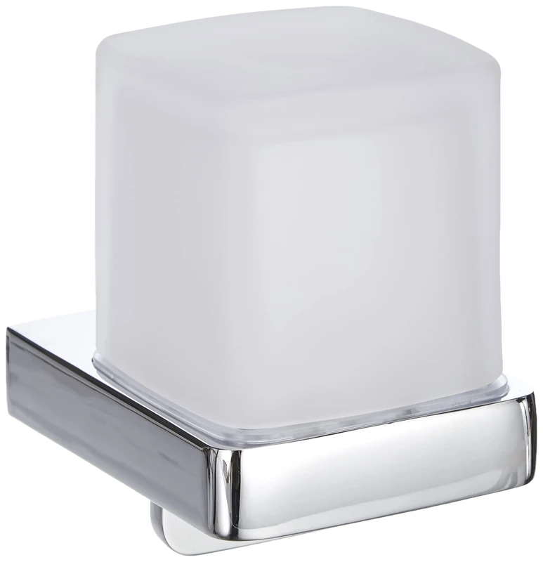 emco TREND Wall Mounted Soap Dispenser with Cup, Metal and Crystal Glass Wall Soap Dispenser, Liquid Soap Dispenser with Bottom Operation, Chrome and Satin Chrome