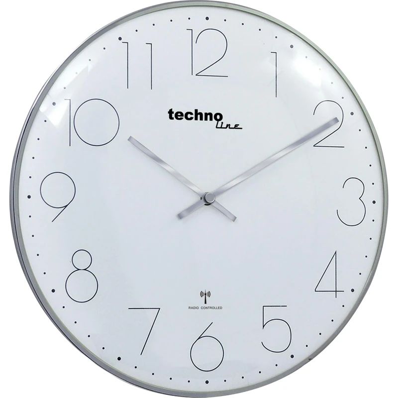 Technoline Modern, Filigree Radio Wall Clock, Diameter 40 cm, Chrome, 40 x 2,5 x 40 cm