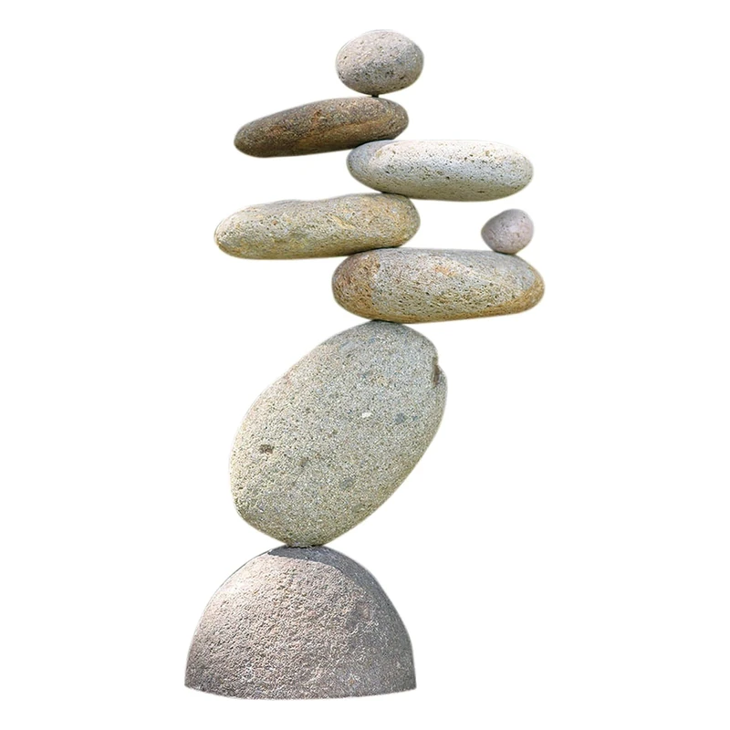 Ancient Graffiti Eight-Stone Balancing Cairn - Indoor/Outdoor Garden Decoration - Image 1