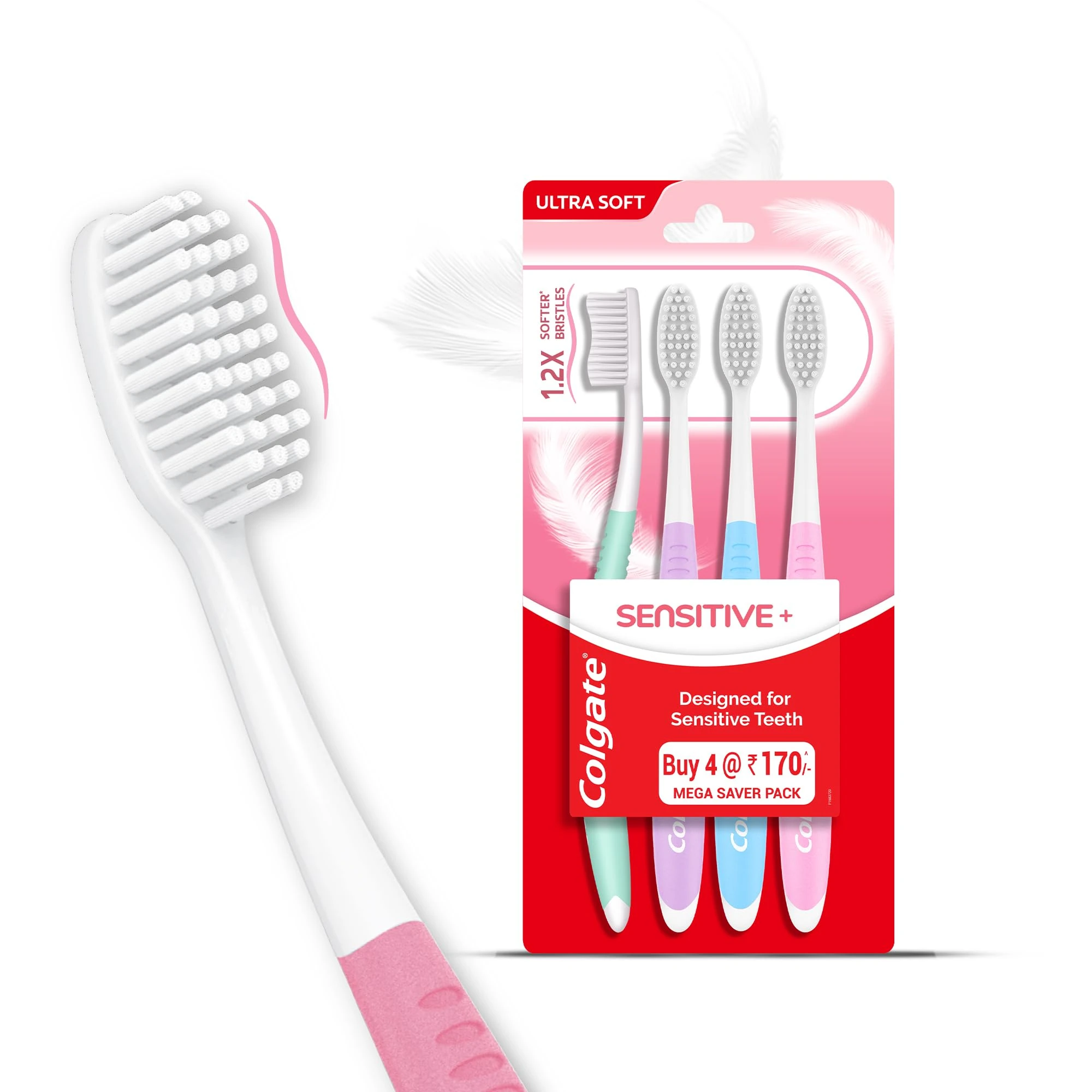 Colgate Sensitive Toothbrush - Pack of 4 - Ultra Soft bristles take Care of Sensitive Teeth and Gums - India