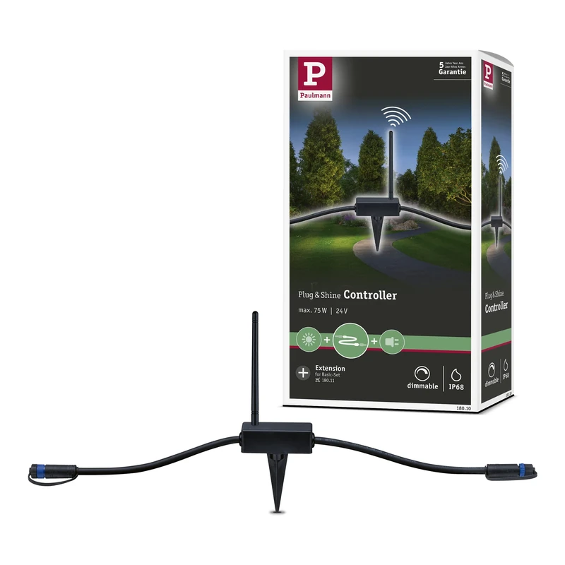 Paulmann 18010 Outdoor Plug & Shine Controller IP68 433MHz Black Plastic, 26 x 4 x 9 cm