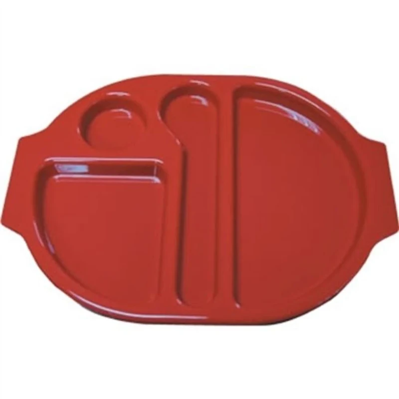 10X Kristallon Food Compartment Trays Red 25X375X278mm Serving Platter