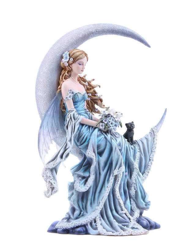 Pacific Trading Nene Thomas Wind Moon Fairy In Blue Sitting On Crescent Moon Figurine Fantasy