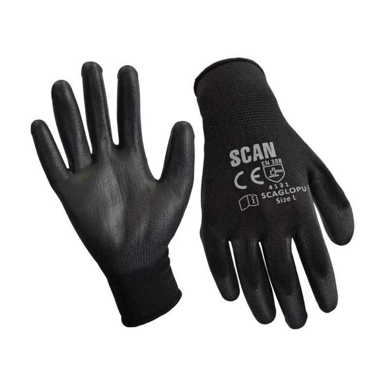 Scan SCAGLOPU240 Black PU Coated Gloves - Size 9 - Pack 240 - Image 1