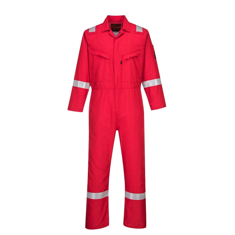 Portwest Araflame Silver Coverall, Size: 42, Colour: Red, AF73RER42