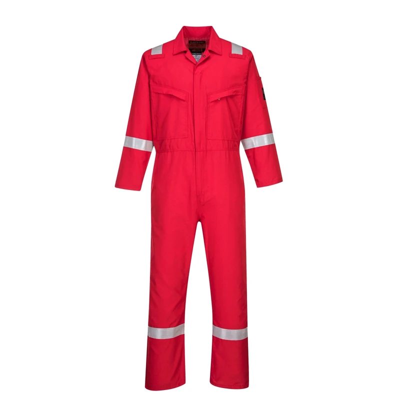 Portwest Araflame Silver Coverall, Size: 52, Colour: Red, AF73RER52