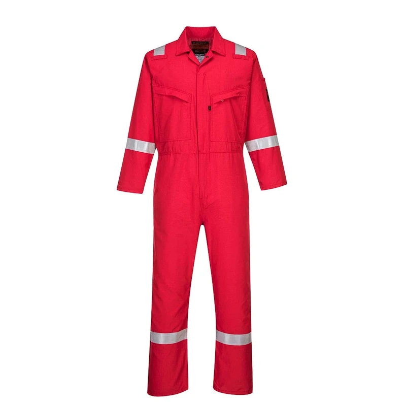 Portwest Araflame Silver Coverall, Size: 46, Colour: Red, AF73RER46