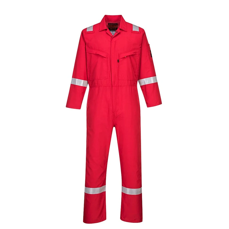Portwest Araflame Silver Coverall, Size: 38, Colour: Red, AF73RER38