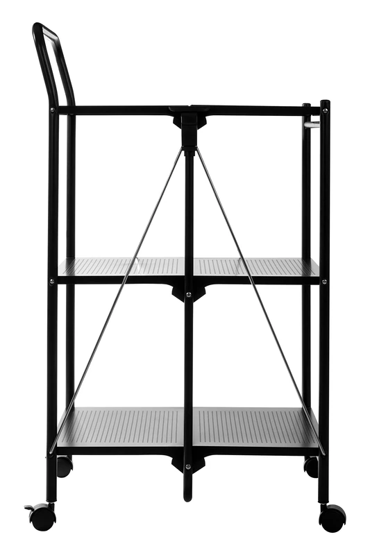 Premier Housewares Folding Kitchen Trolley, Plastic/Powder Coated Metal, Black