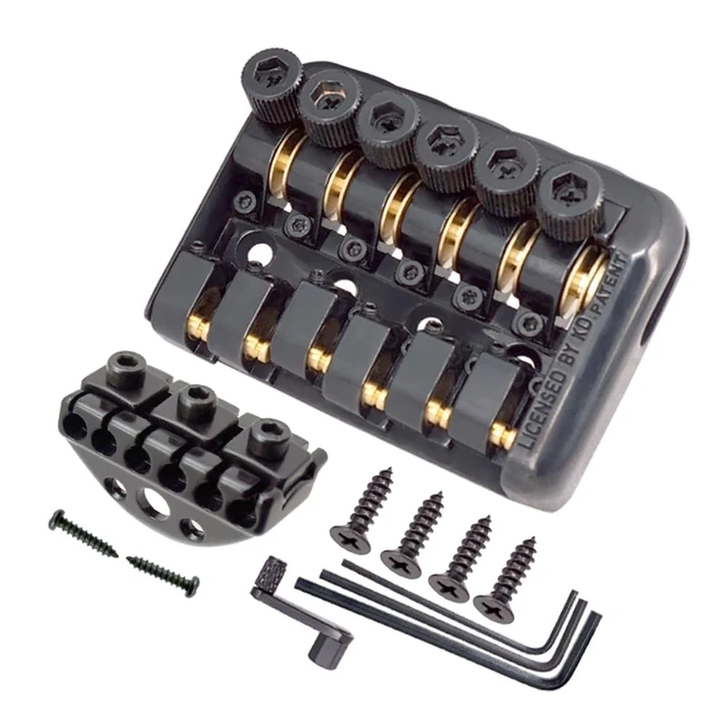 Black Fixed 6 String Headless Guitar Bridge Tailpiece Roller Saddle With Worm involved string device