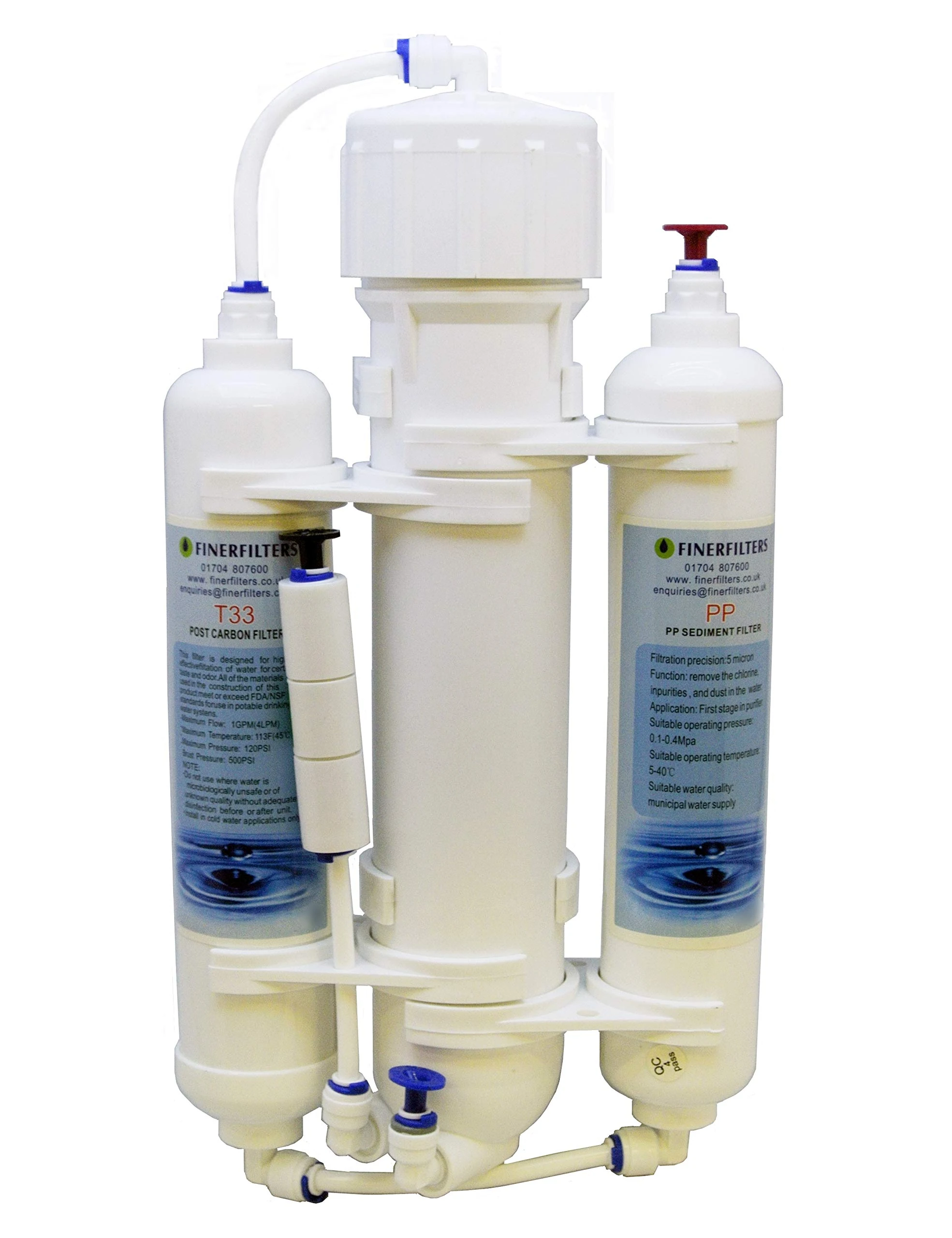FINERFILTERS Reverse Osmosis Aquarium Compact Water Filter System 3 Stage Tropical Fish, Discus, Marine, Available With 50,75 or 100 GPD Membrane (50 GPD)