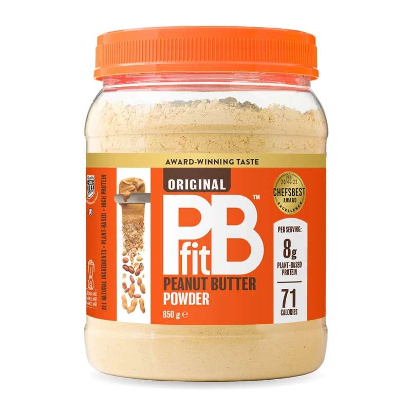 PBfit Peanut Butter Powder - 87% Less Fat, High Protein, Gluten Free Natural Nut Butter Spread - Powdered Peanut Butter from Real Roasted Pressed Peanuts - 850g