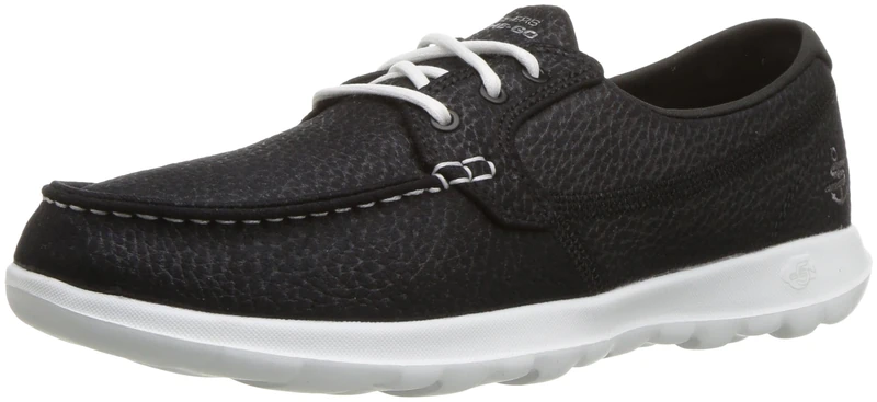 Skechers Women's Go Walk Lite-Eclipse Boat Shoe, Black/White, 6 UK