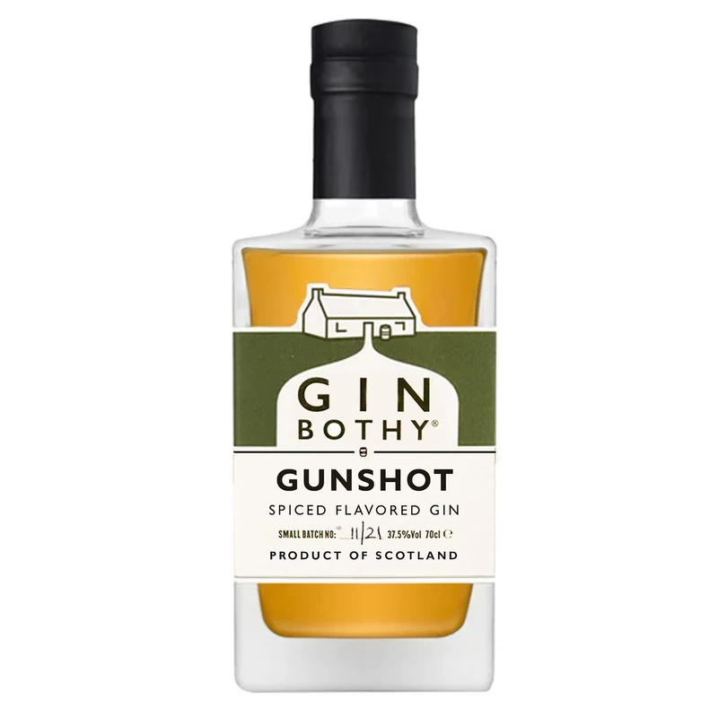 Gin Bothy Gunshot Gin | 37.5% ABV | Award Winning Premium Small Batch Spiced Scottish Gin | Cinnamon, Clove & Honey Infused | Perfect for Birthdays, Christmas & Special Occasions | 70 cl Bottle