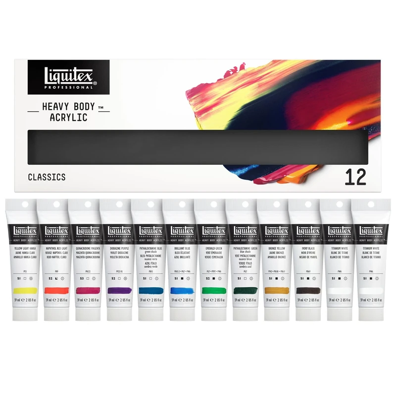 Liquitex Professional Acrylic Heavy Body Set of 12 x 59 ml Classic Colours