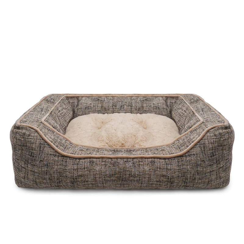 Rosewood Luxury Slate & Oatmeal Square Dog Bed, Large