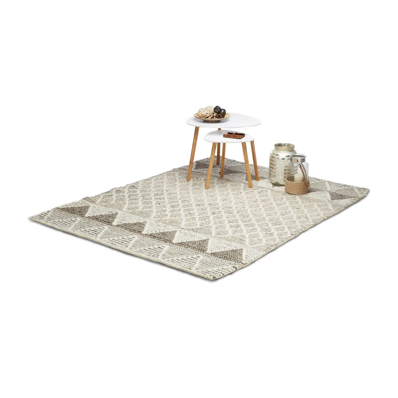 Relaxdays Rug, Hallway Runner, 160 x 230 cm, Natural Fibres, Large Hand-Woven, Multi-Coloured, Modern, Beige