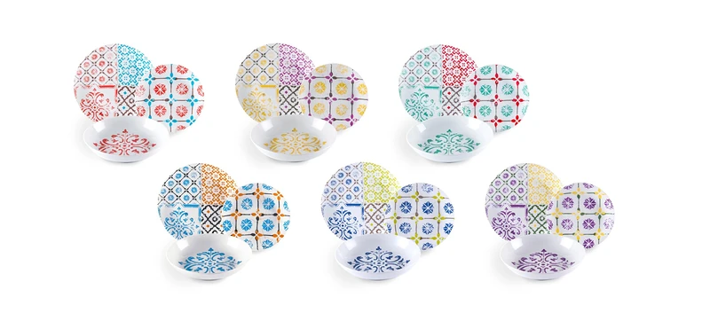 Excelsa Maioliche Dinner Service 18 Pieces, Porcelain, Multicolor
