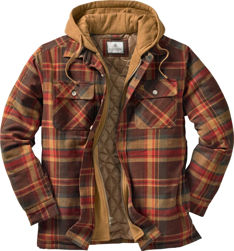 Legendary Whitetails Men's Big & Tall Hooded Shirt Jacket, Maplewood Plaid, XX-Large Tall