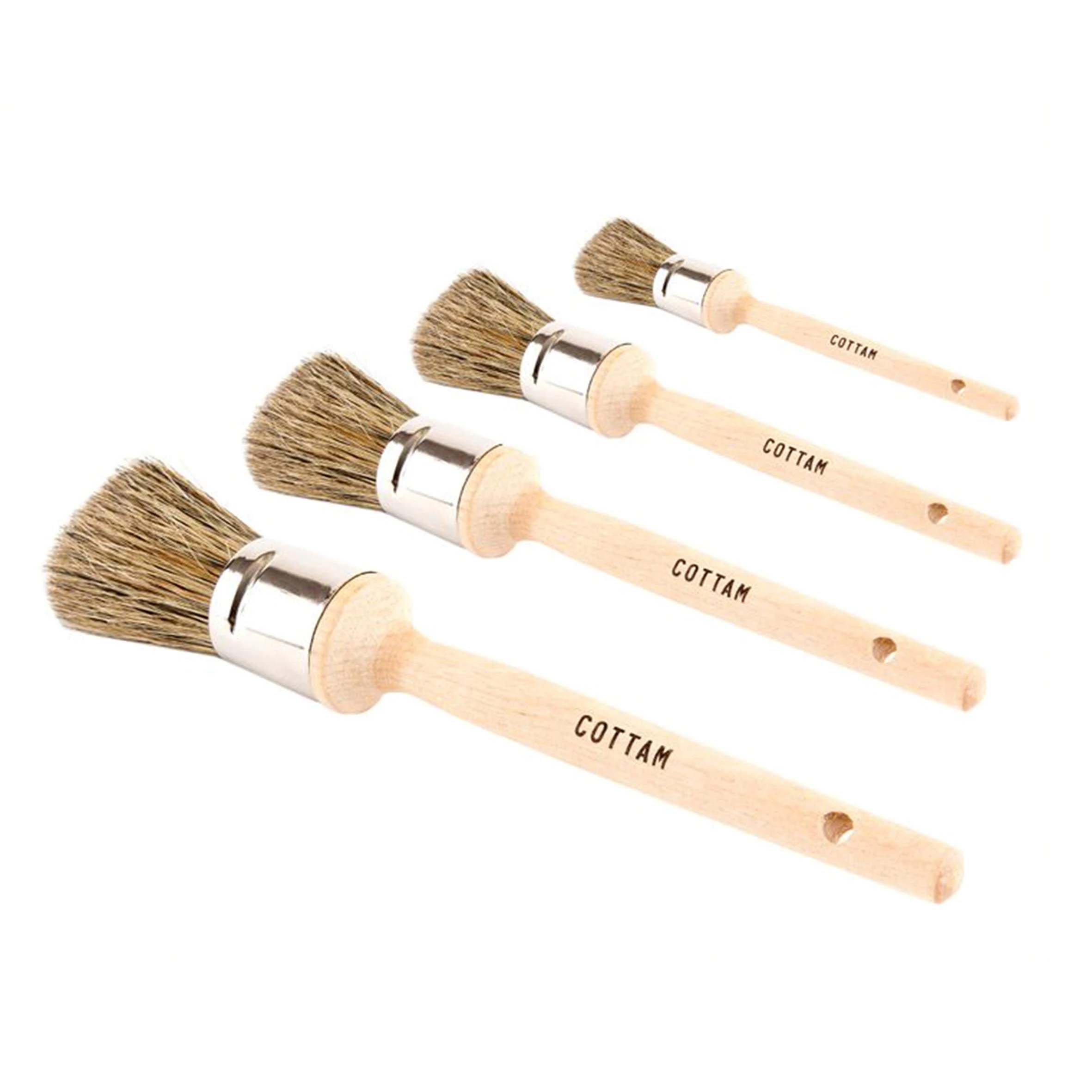 COTTAM Chalk & Wax Brush Set (Pack of 4) - For Shabby Chic, Upcycling and Restoration Projects Natural