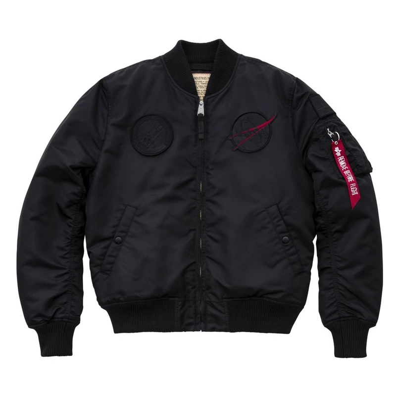 ALPHA INDUSTRIES Men's MA-1 VF NASA Jacket, Black/Black, X-Small