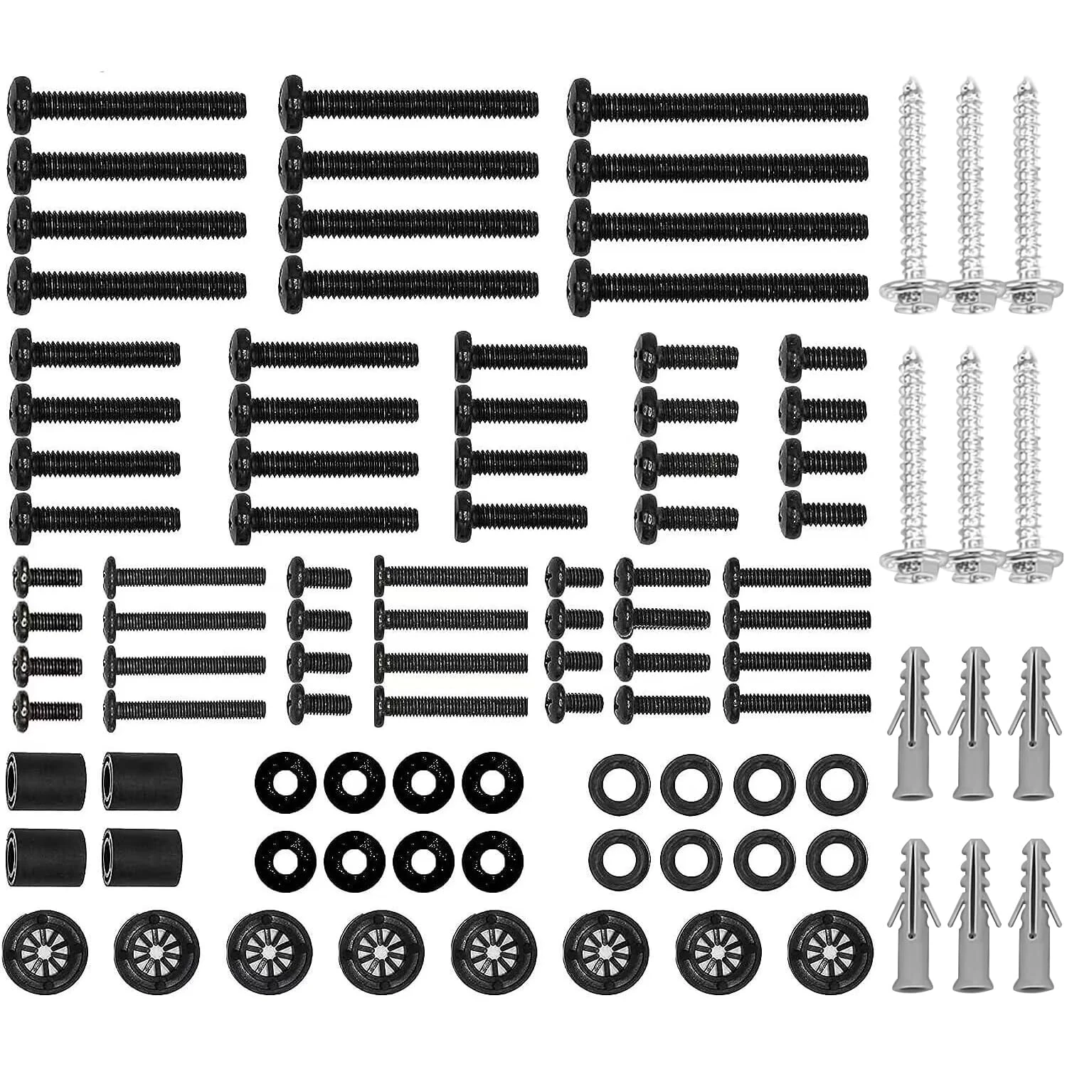 Suptek TV Bracket Screw, 100pcs TV Screws Set, M4 M5 M6 M8 Television Screws and Spacers for Most TVs Up To 80", TV Bolts Fixing Kits, Universal VESA Screws