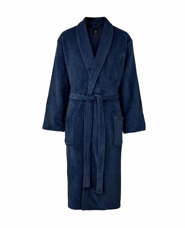 The Savile Row London Men's Lightweight Fleece Bath Robe - Navy