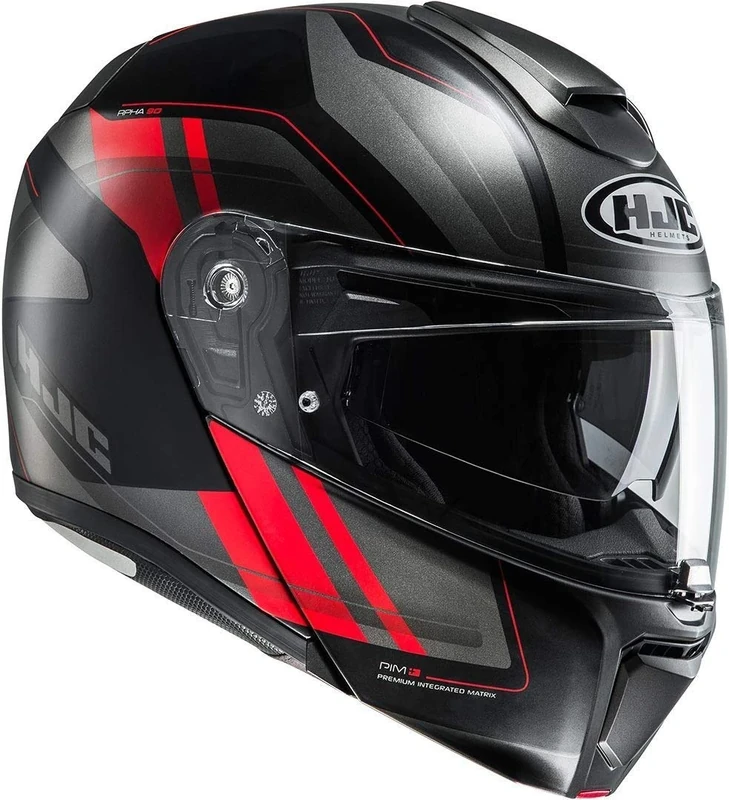 HJC RPHA 90 TANISK MC1SF Motorcycle Helmet, Black/Red, Size XL