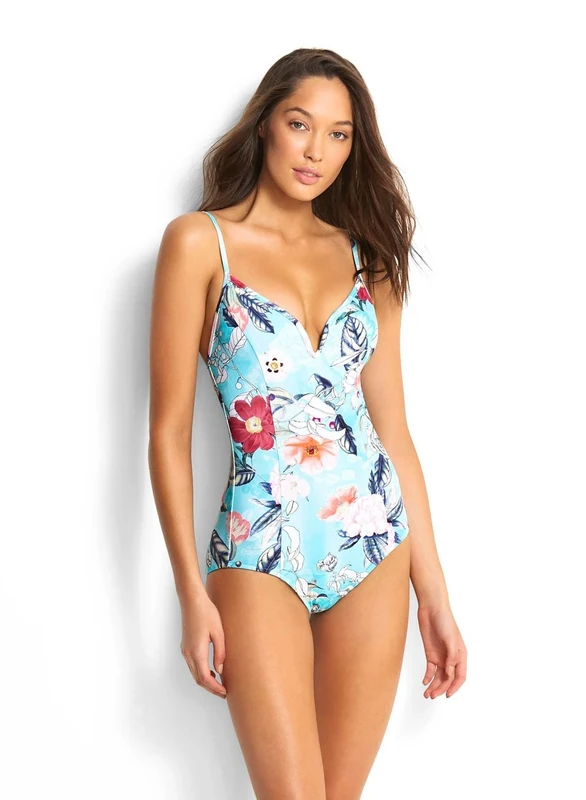 Seafolly Modern Love V Wire One Piece Turquoise - Image 1
