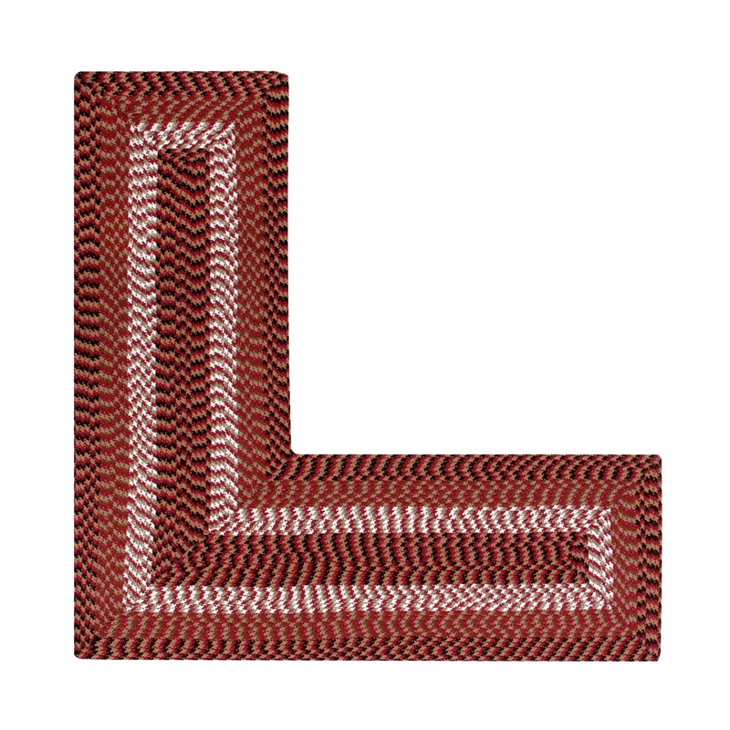 Better Trends Braided Rug - Alpine Braid Collection, Durable, Stain Resistant, Reversible Indoor Utility Rug, 100% Polypropylene, Vibrant Burgundy Stripe, 24" x 48" L-Shape