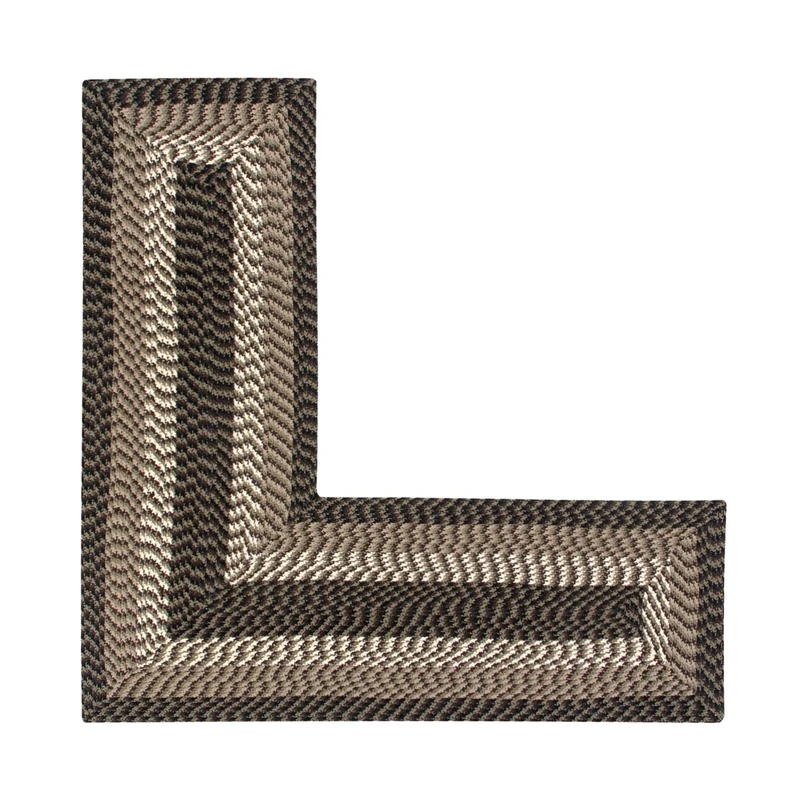 Better Trends Alpine Braid Collection - Durable, Stain Resistant, Reversible Indoor Utility L-Shape Rug, 100% Polypropylene, Vibrant Chocolate Stripe, 24" x 68" x 68" - Image 1