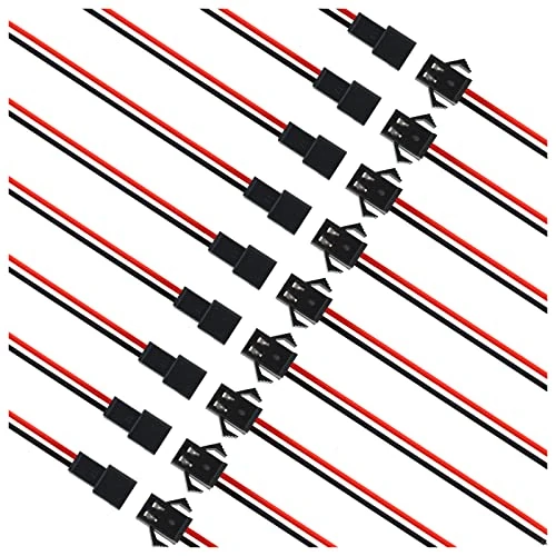 VIPMOON 20Pairs JST SM 2Pin Plug Male to Female EL Wire Cable Connector Adapter for 3528 5050 LED Light Strip